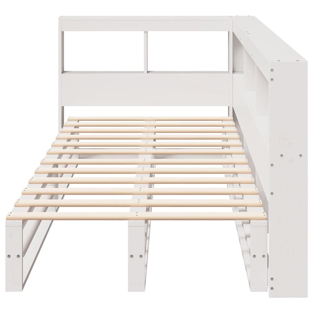 Bookcase Bed without Mattress White 90x190cm Solid Wood Pine