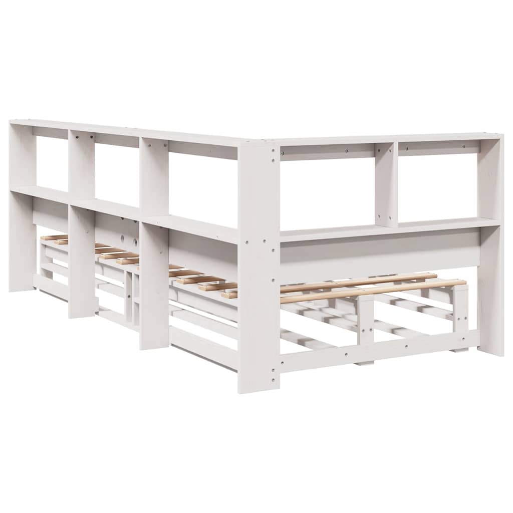 Bookcase Bed without Mattress White 90x190cm Solid Wood Pine