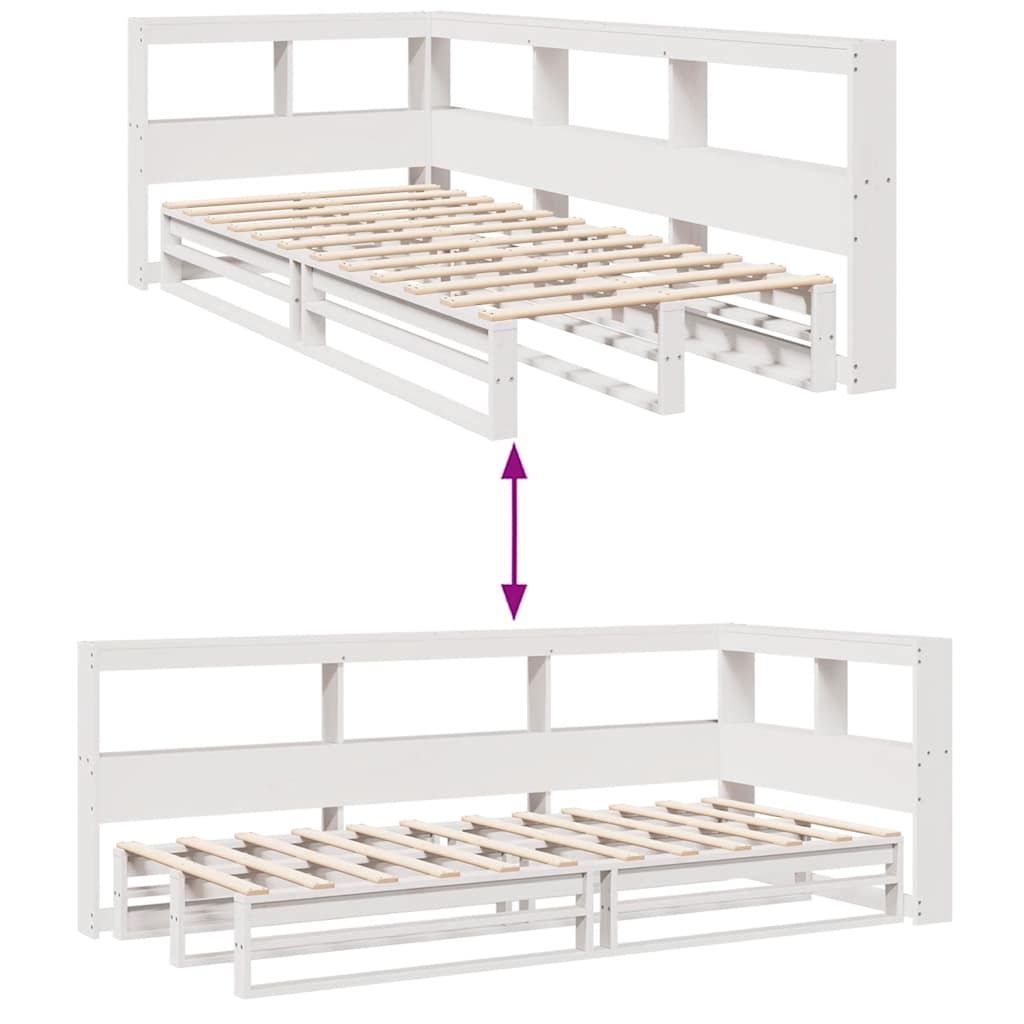 Bookcase Bed without Mattress White 90x190cm Solid Wood Pine