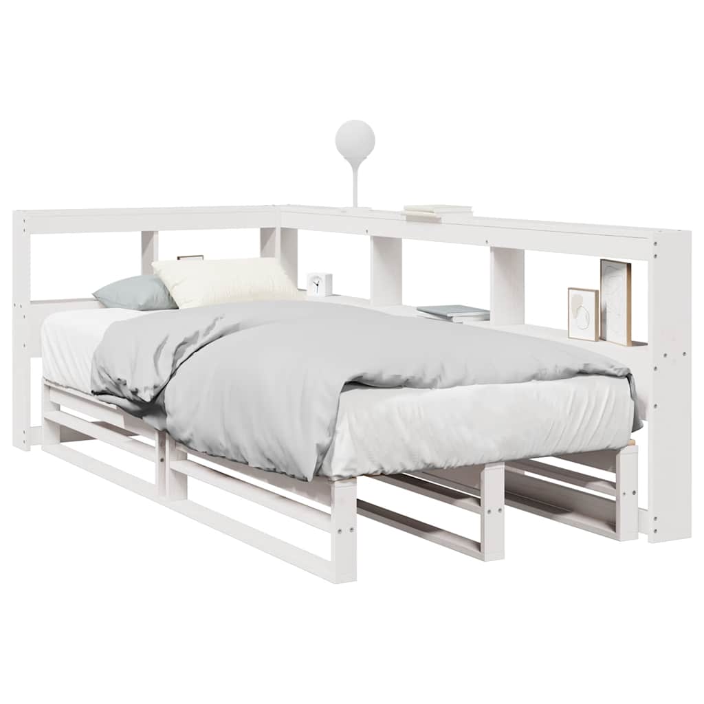 Bookcase Bed without Mattress White 90x190cm Solid Wood Pine