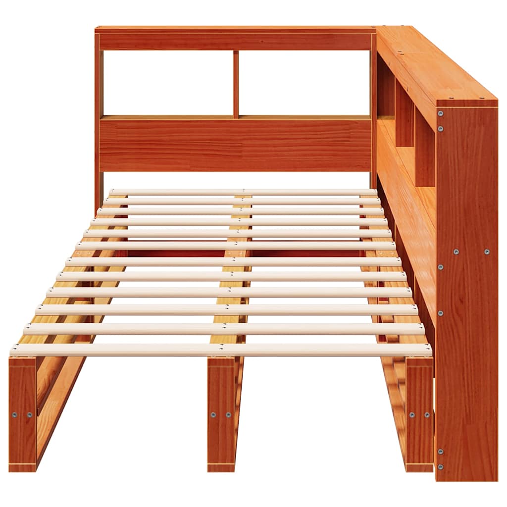 Bookcase Bed without Mattress Wax Brown 90x190cm Solid Wood Pine