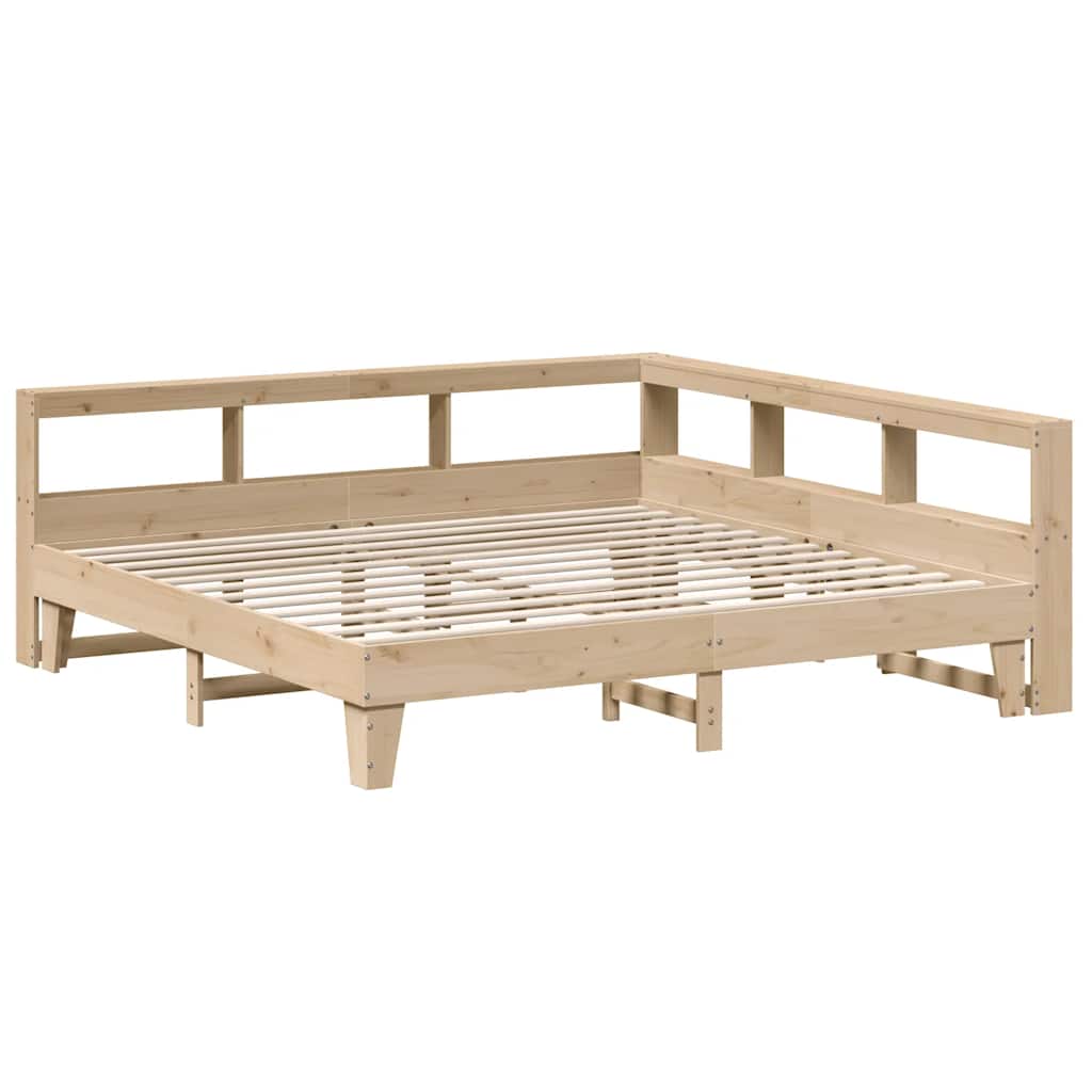 Bookcase Bed without Mattress 200x200cm Solid Wood Pine
