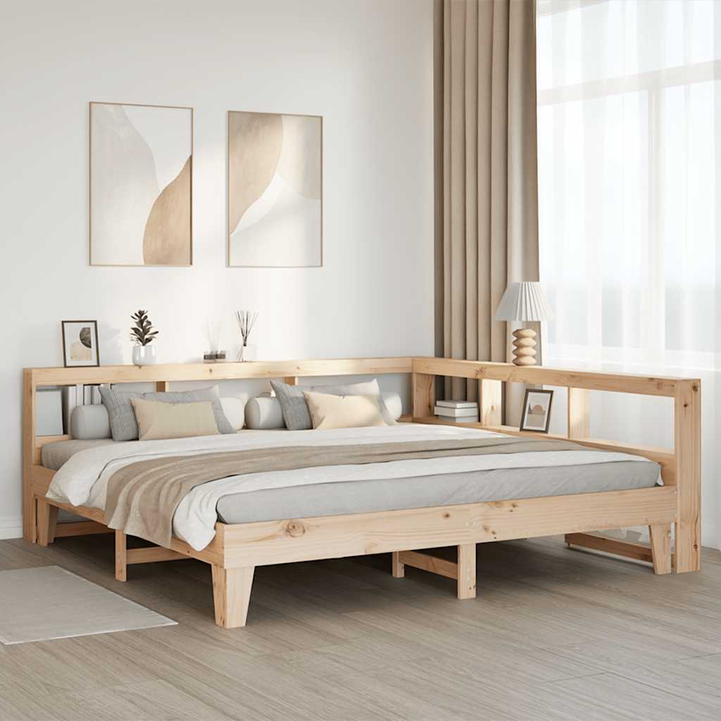 Bookcase Bed without Mattress 200x200cm Solid Wood Pine