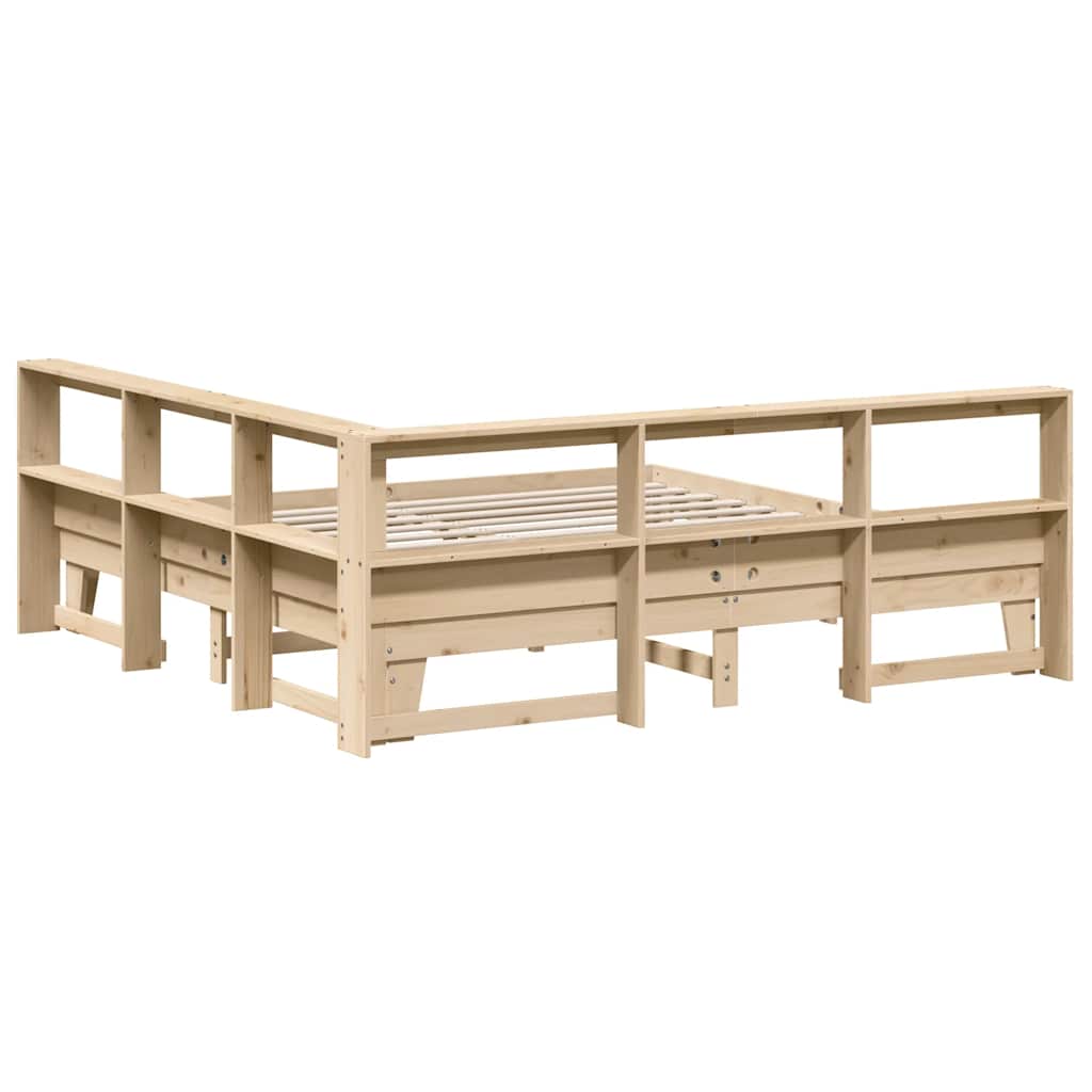 Bookcase Bed without Mattress 200x200cm Solid Wood Pine