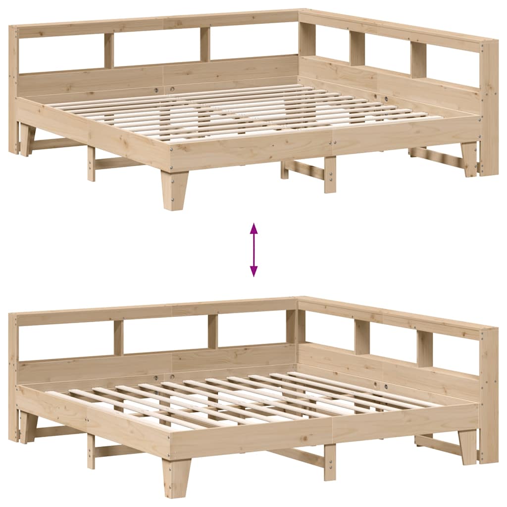 Bookcase Bed without Mattress 200x200cm Solid Wood Pine