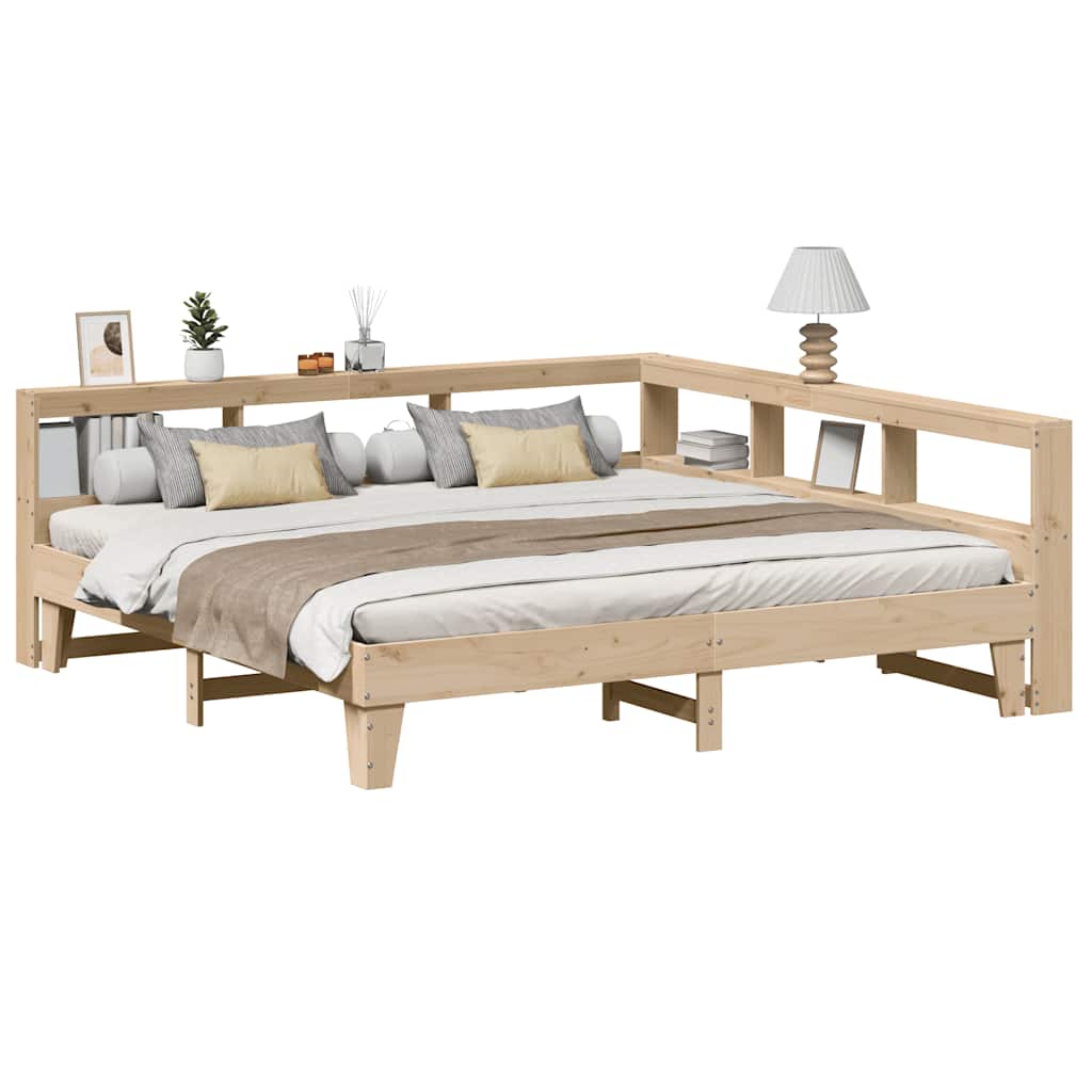 Bookcase Bed without Mattress 200x200cm Solid Wood Pine