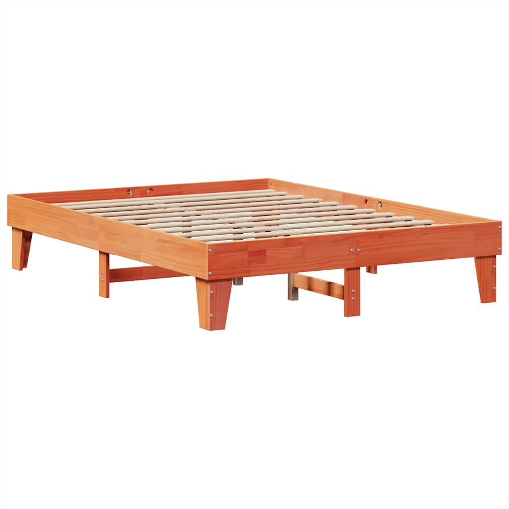 Bookcase Bed without Mattress Wax Brown 200x200cm Solid Wood Pine