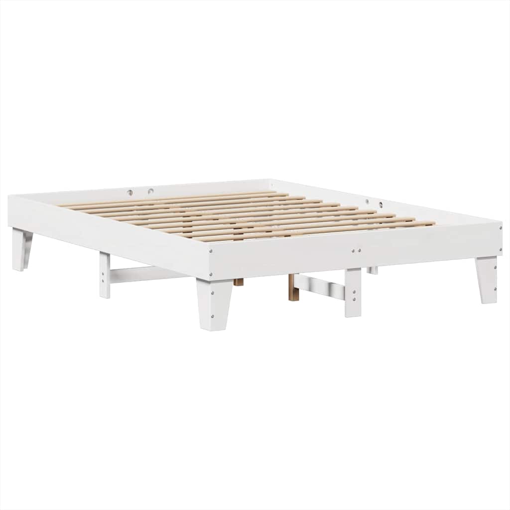 Bookcase Bed without Mattress White 160x200cm Solid Wood Pine