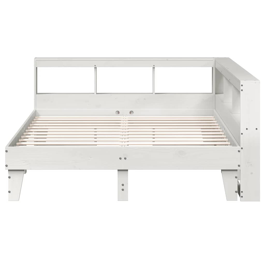 Bookcase Bed without Mattress White 150x200cm Solid Wood Pine