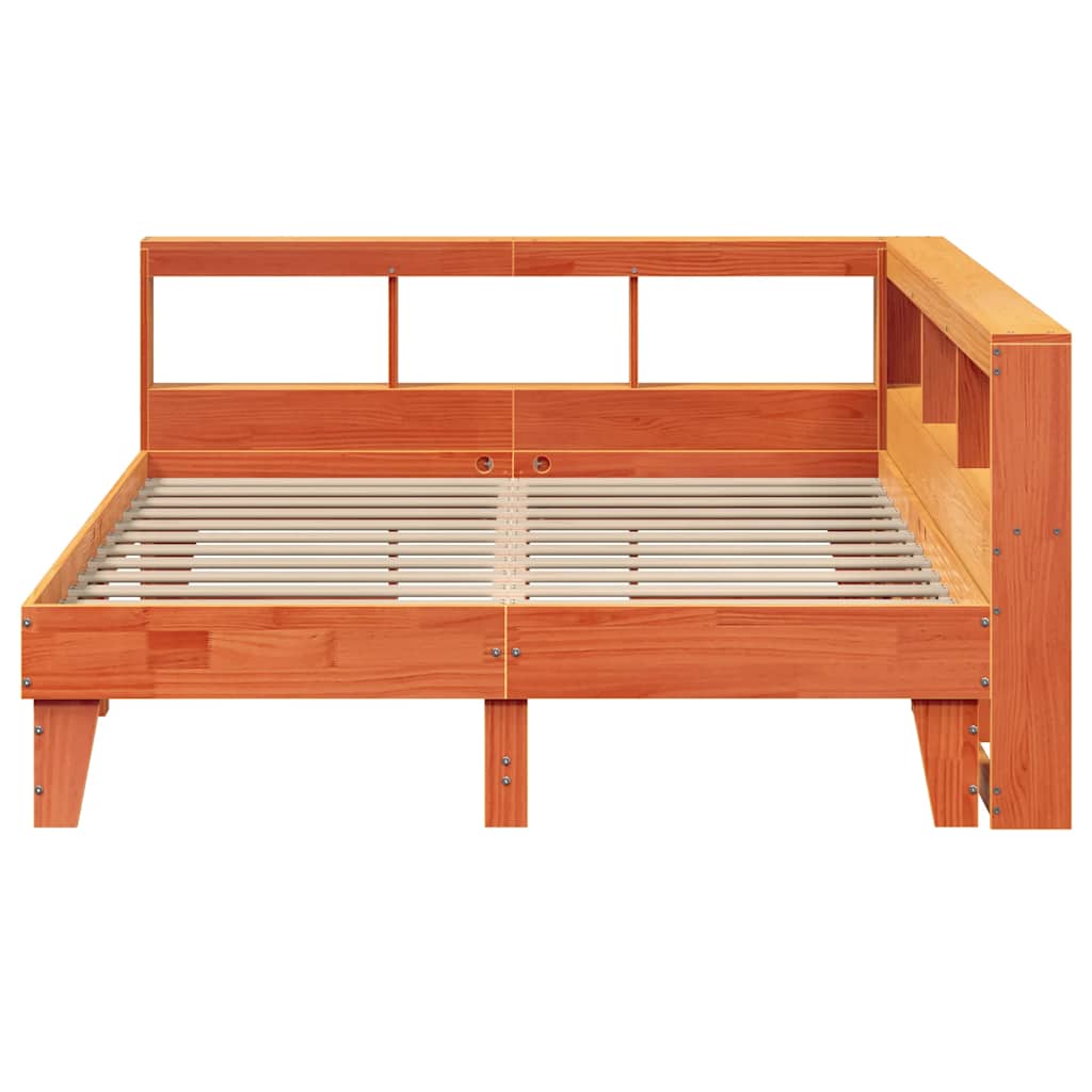 Bookcase Bed without Mattress Wax Brown 140x200cm Solid Wood Pine