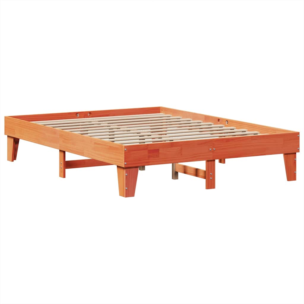 Bookcase Bed without Mattress Wax Brown 140x200cm Solid Wood Pine