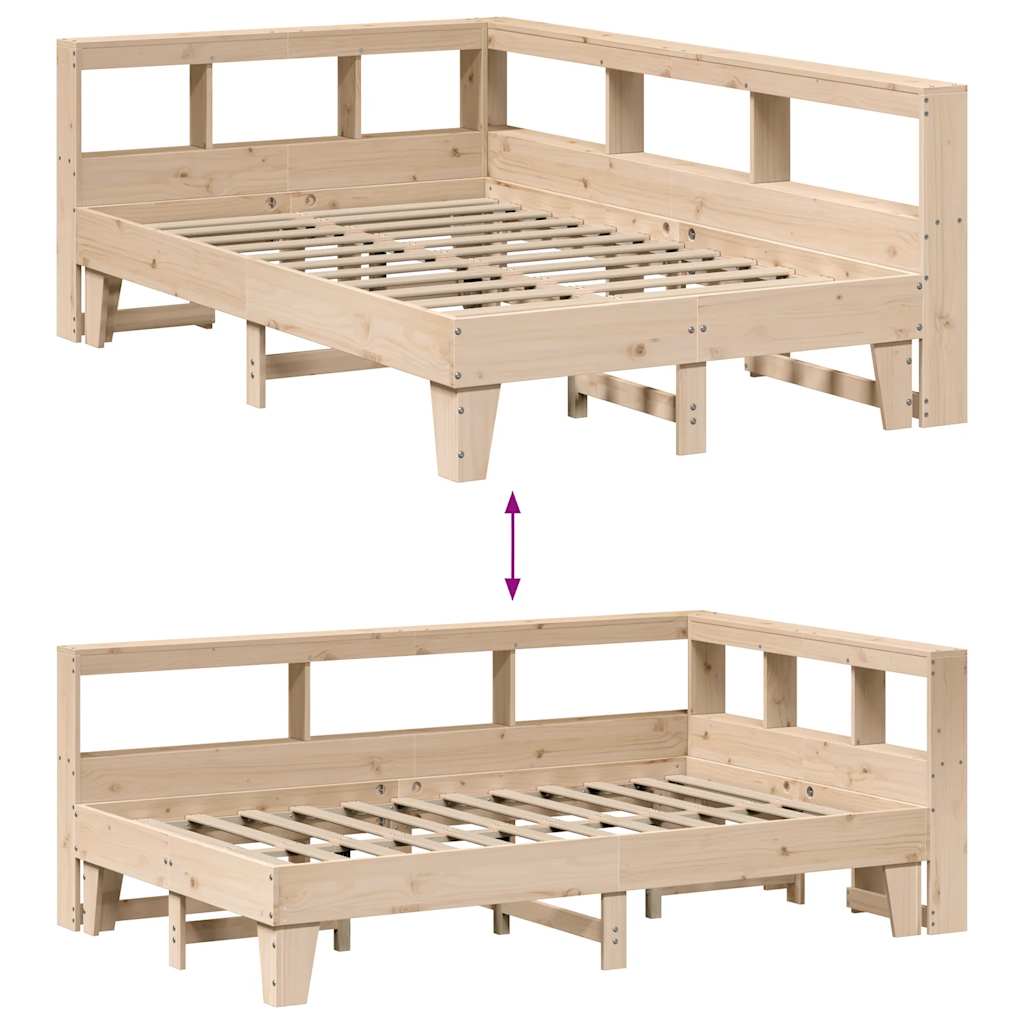 Bookcase Bed without Mattress 120x200cm Solid Wood Pine