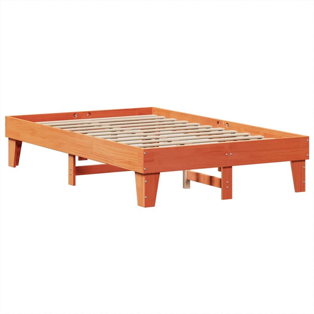 Bookcase Bed without Mattress Wax Brown 120x200cm Solid Wood Pine