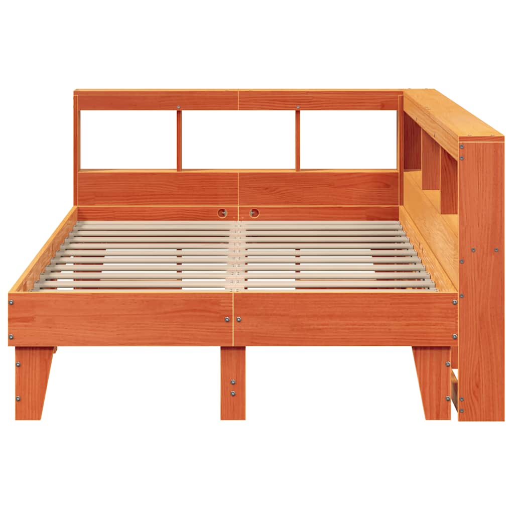 Bookcase Bed without Mattress Wax Brown 120x200cm Solid Wood Pine