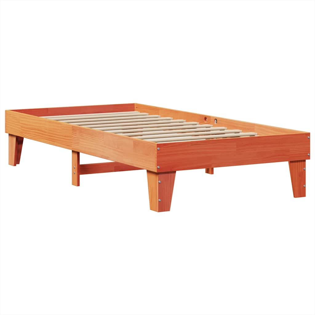 Bookcase Bed without Mattress Wax Brown 90x200cm Solid Wood Pine