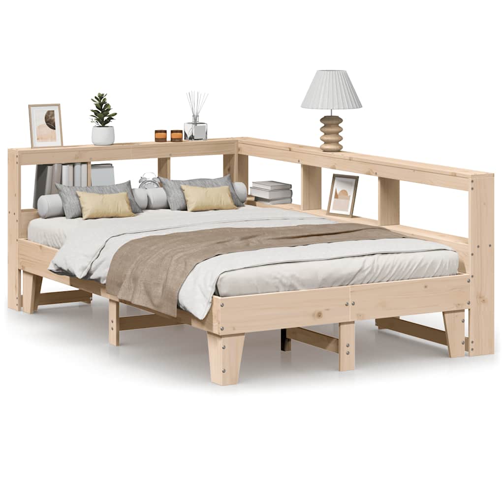 Bookcase Bed without Mattress 135x190cm Double Solid Wood Pine