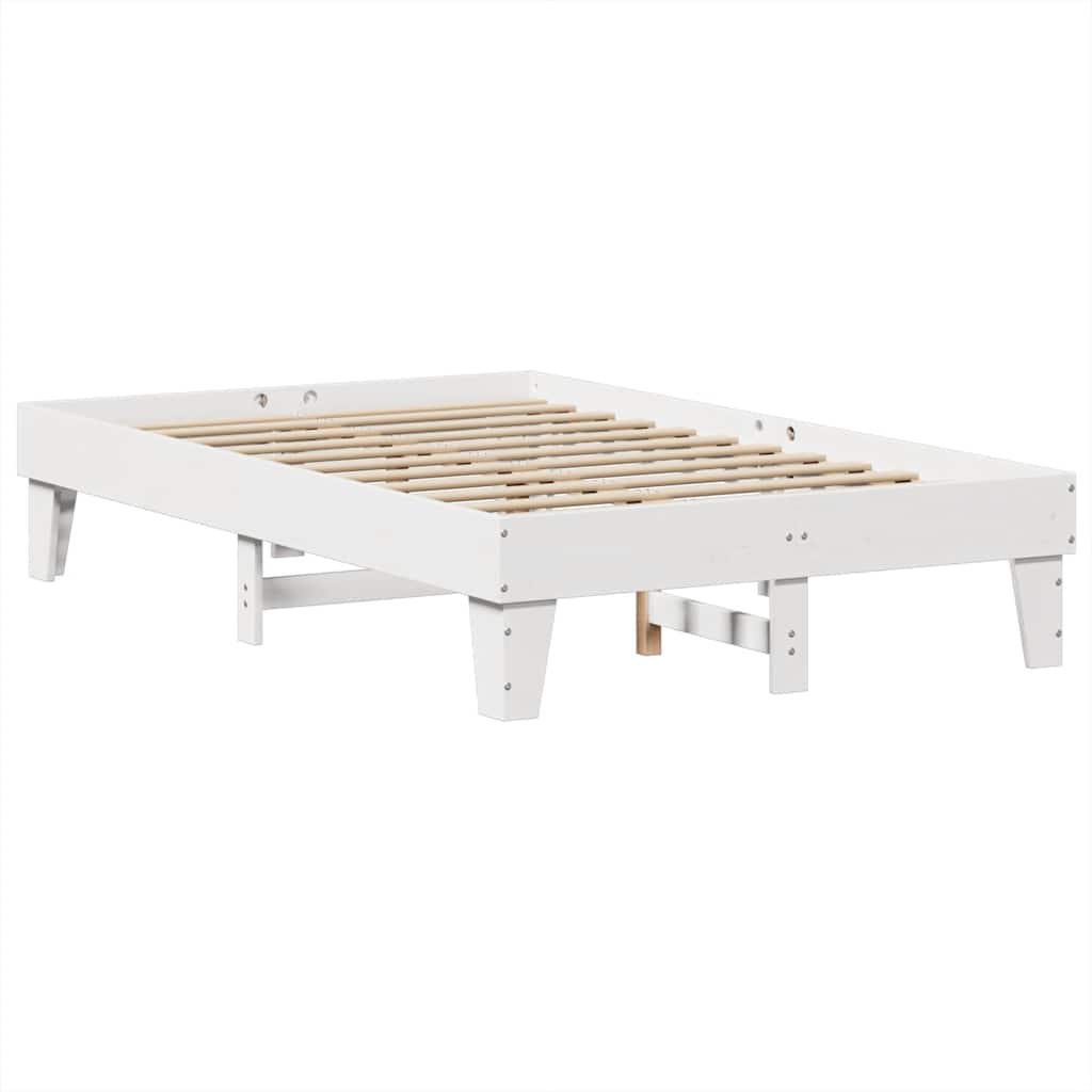 Bookcase Bed without Mattress White 135x190cm Double Solid Wood Pine