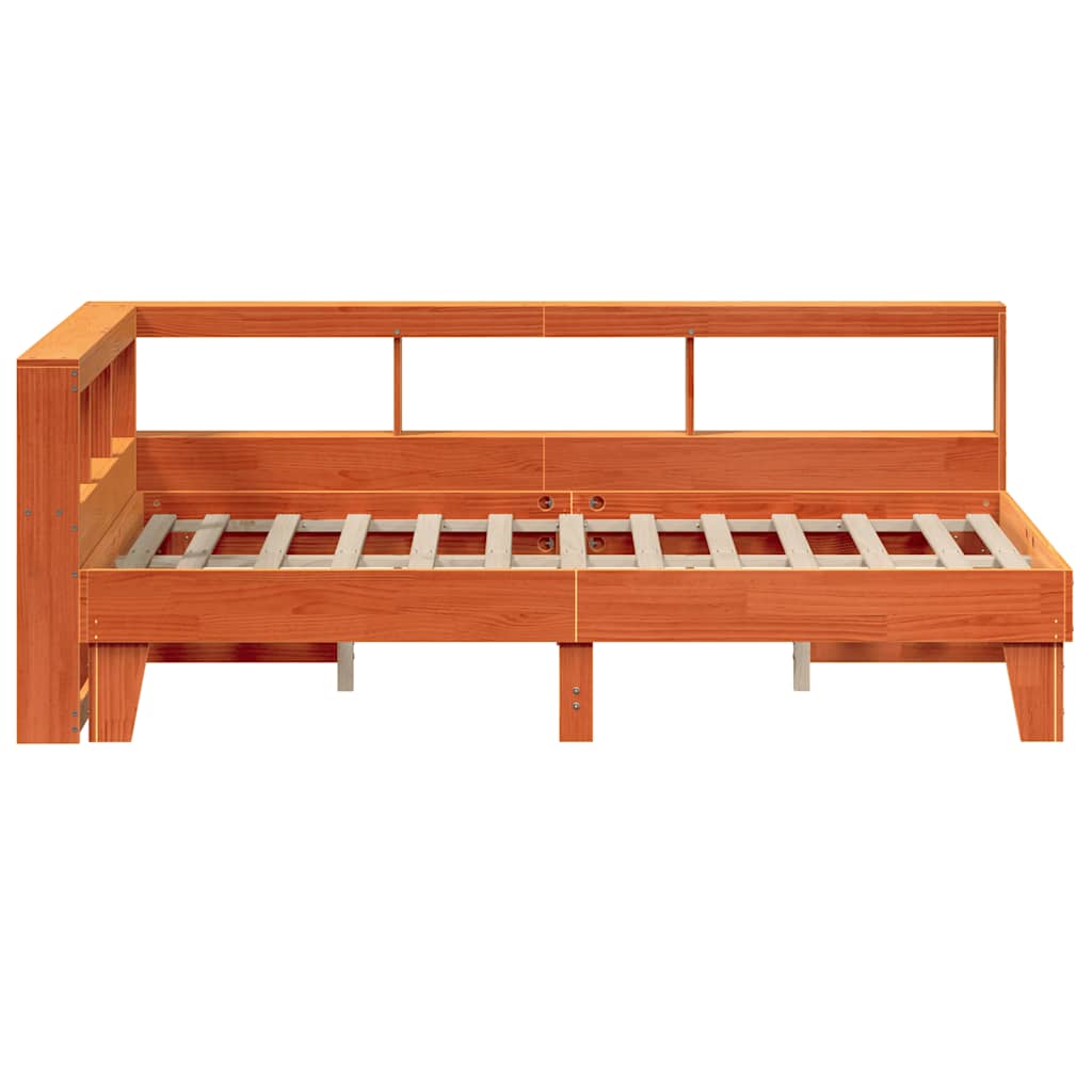 Bookcase Bed without Mattress Wax Brown 135x190cm Double Solid Wood Pine