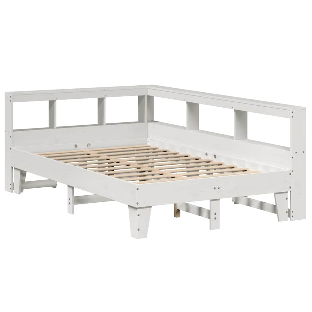 Bookcase Bed without Mattress White 120x190cm Small Double Solid Wood Pine