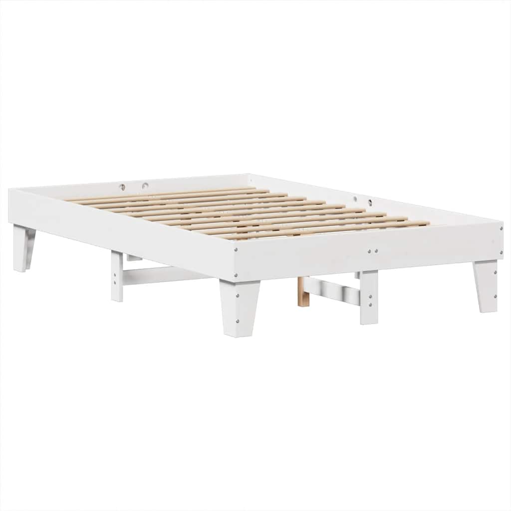 Bookcase Bed without Mattress White 120x190cm Small Double Solid Wood Pine