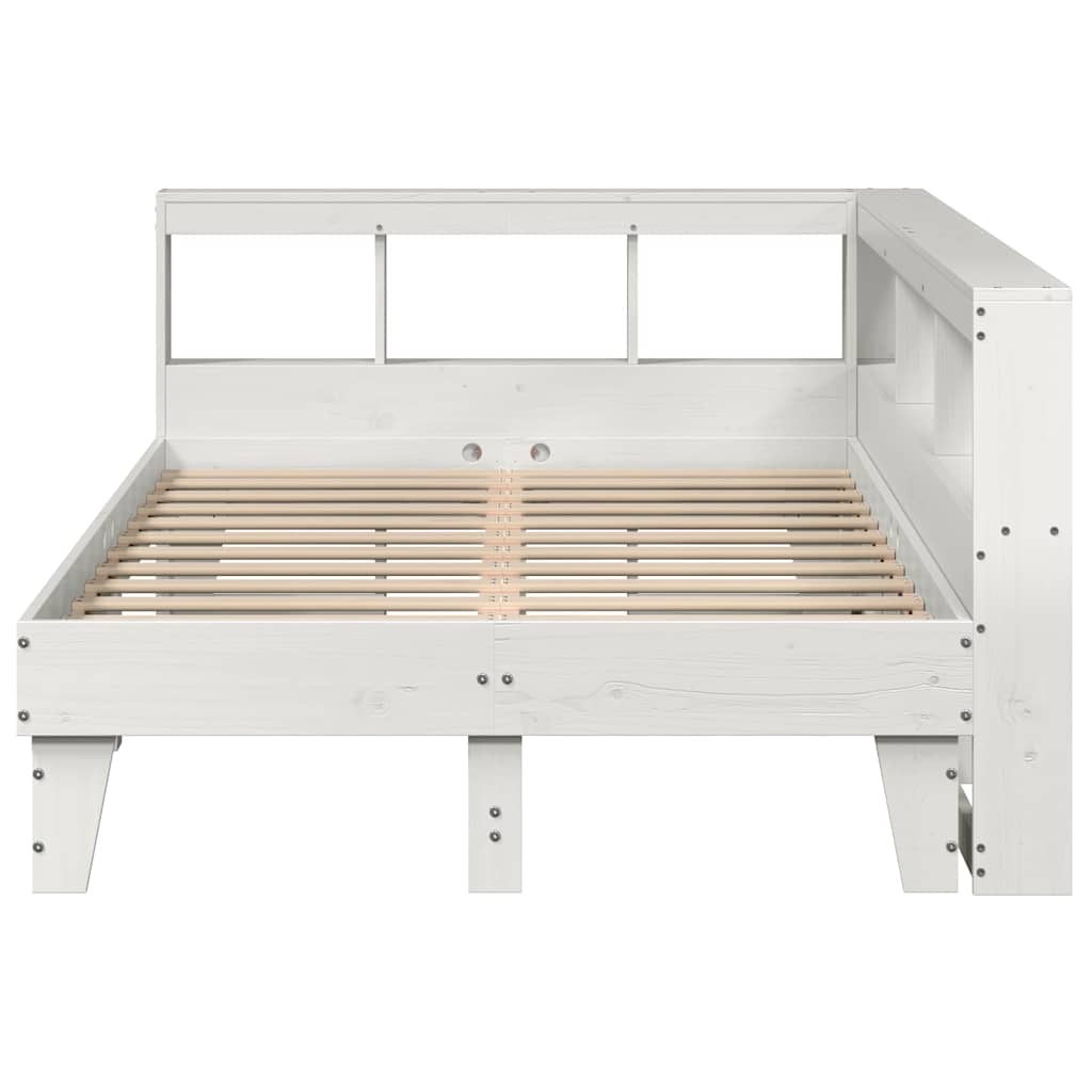 Bookcase Bed without Mattress White 120x190cm Small Double Solid Wood Pine