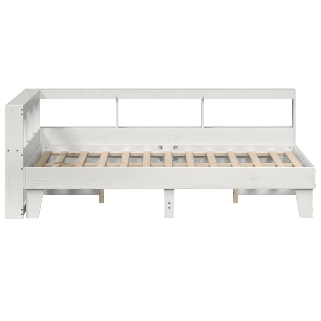Bookcase Bed without Mattress White 120x190cm Small Double Solid Wood Pine
