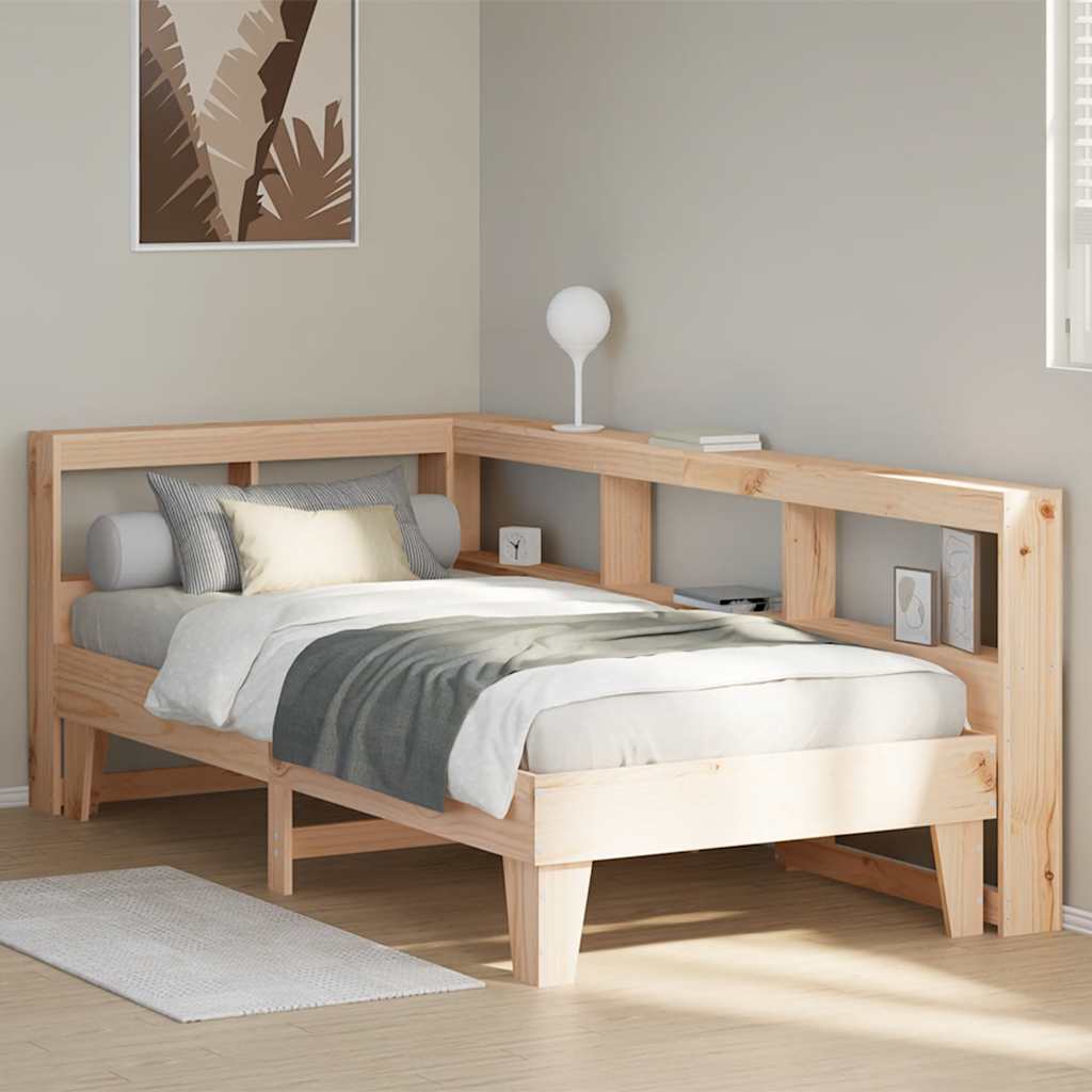 Bookcase Bed without Mattress 90x190cm Solid Wood Pine
