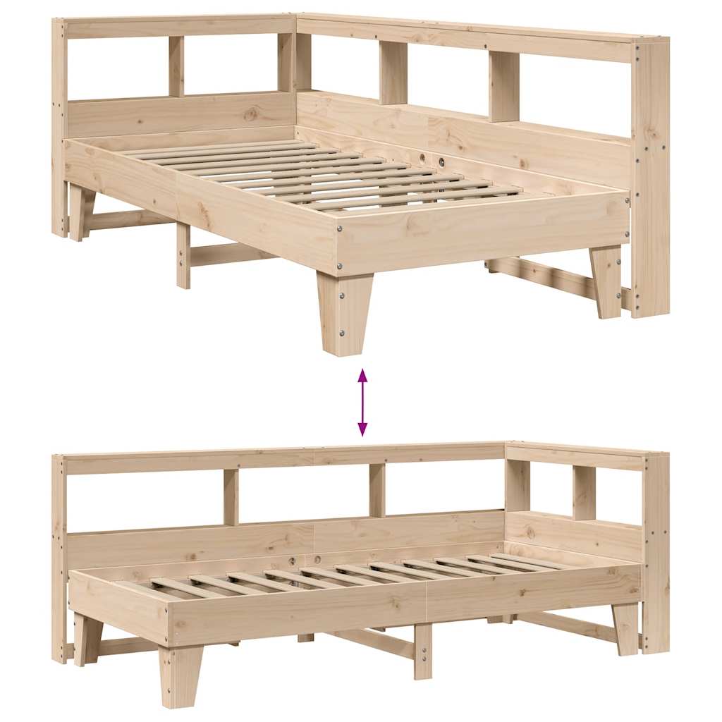 Bookcase Bed without Mattress 90x190cm Solid Wood Pine