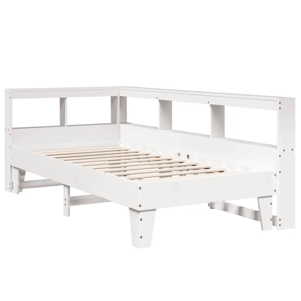Bookcase Bed without Mattress White 90x190cm Solid Wood Pine