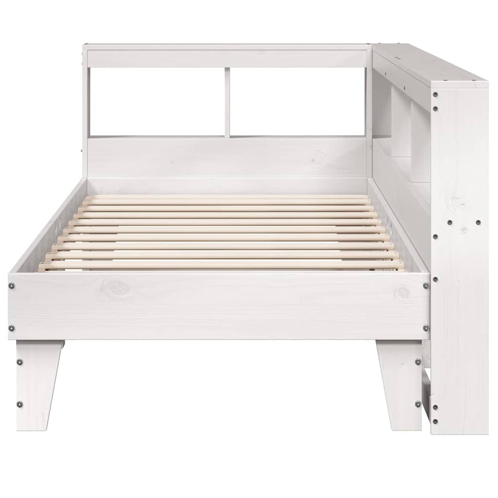 Bookcase Bed without Mattress White 90x190cm Solid Wood Pine