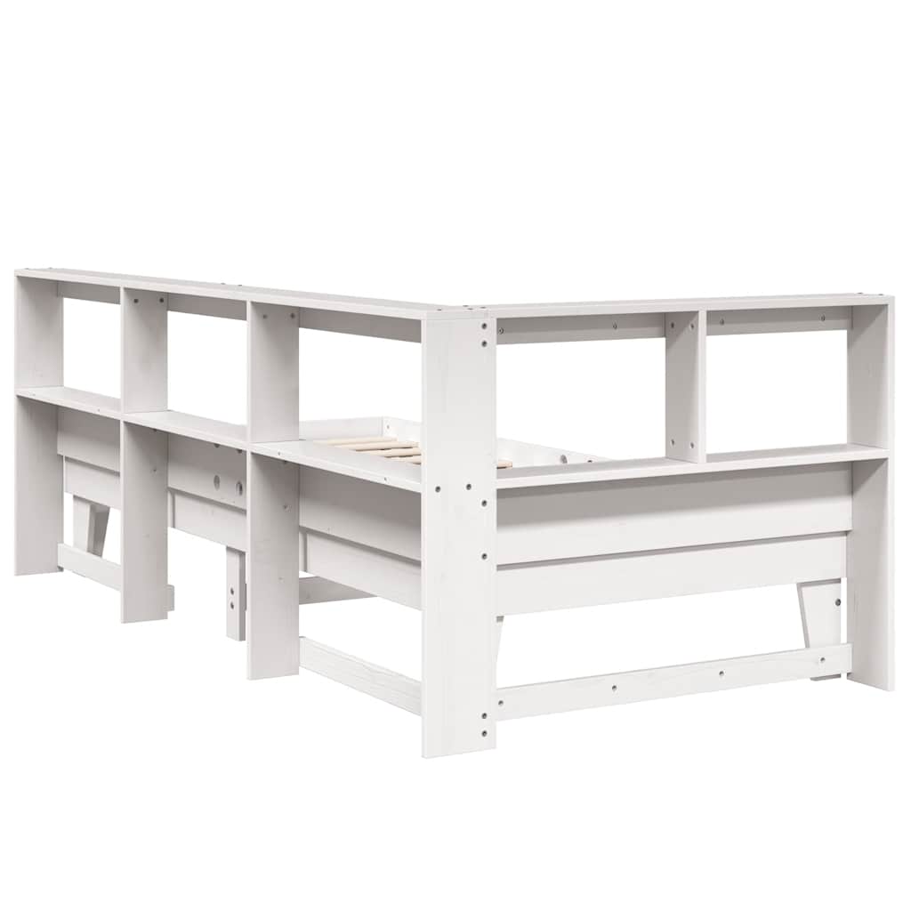 Bookcase Bed without Mattress White 90x190cm Solid Wood Pine