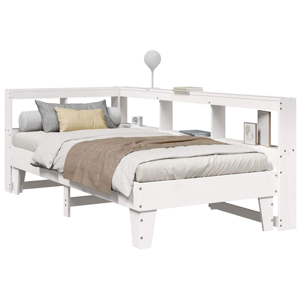 Bookcase Bed without Mattress White 90x190cm Solid Wood Pine