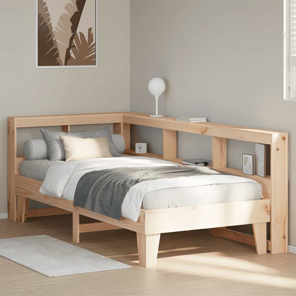 Bookcase Bed without Mattress 75x190cm Solid Wood Pine