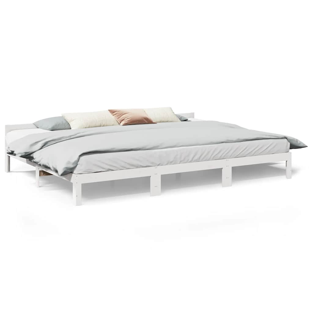 Family Bed Frame No Mattress White 240x200 cm Solid Wood Pine
