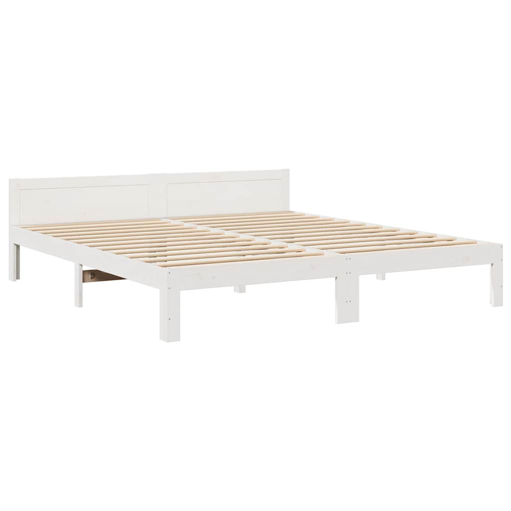 Family Bed Frame No Mattress White 240x200 cm Solid Wood Pine