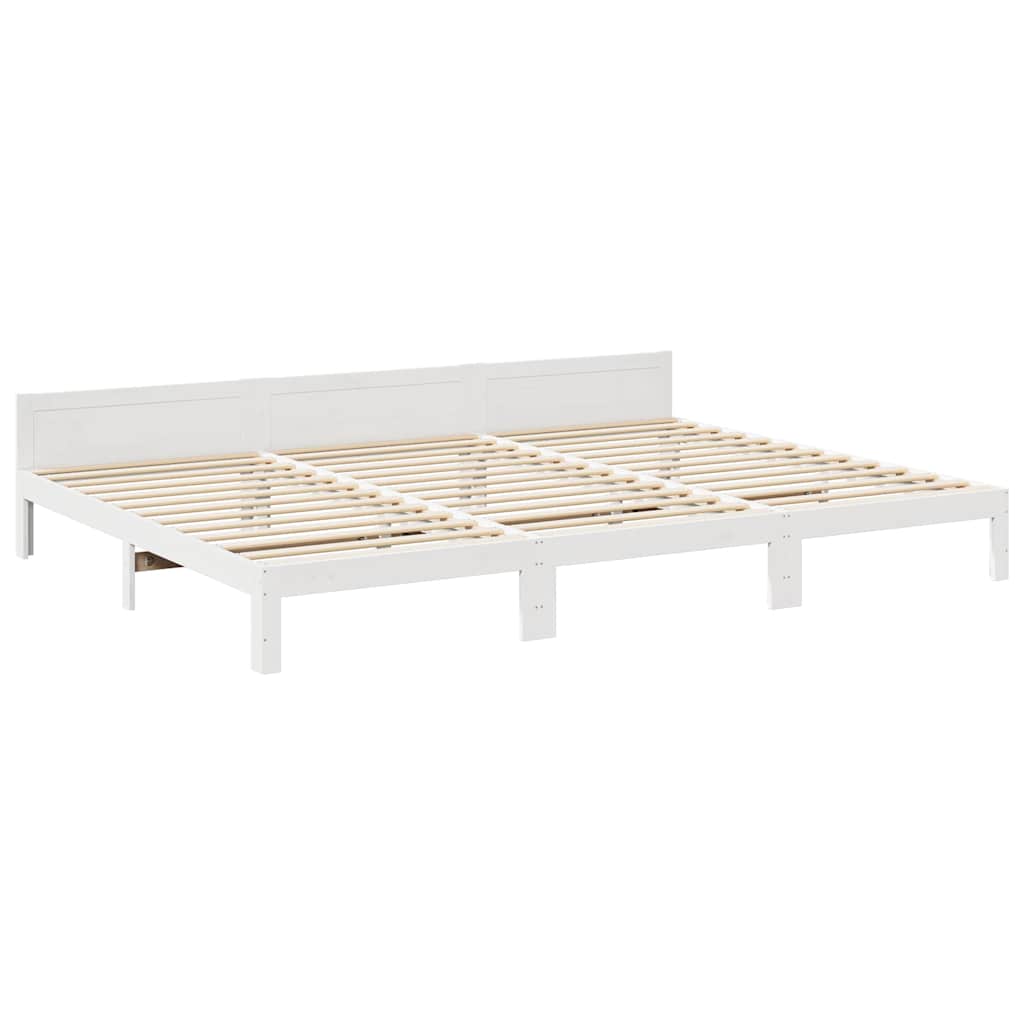 Family Bed Frame No Mattress White 240x200 cm Solid Wood Pine