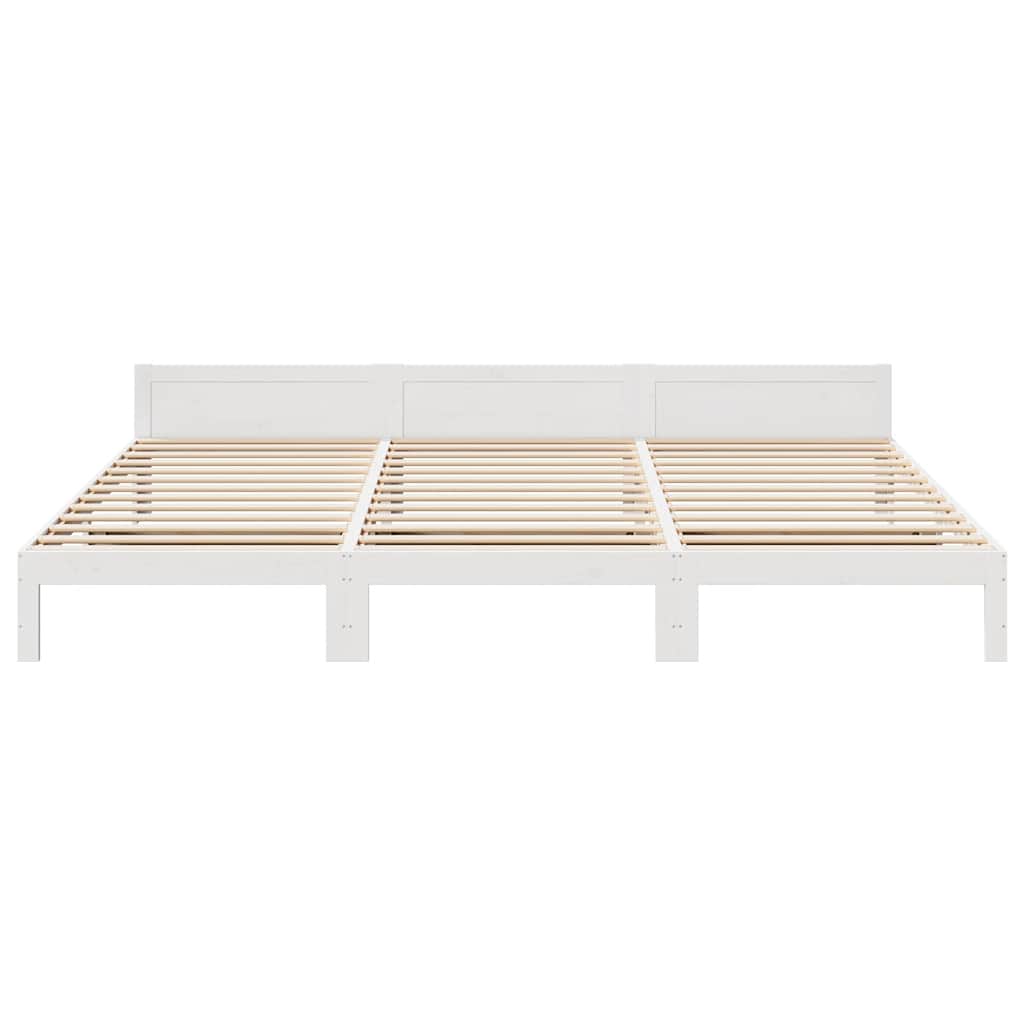 Family Bed Frame No Mattress White 240x200 cm Solid Wood Pine
