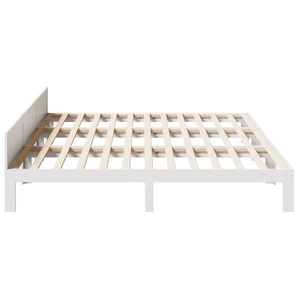 Family Bed Frame No Mattress White 240x200 cm Solid Wood Pine