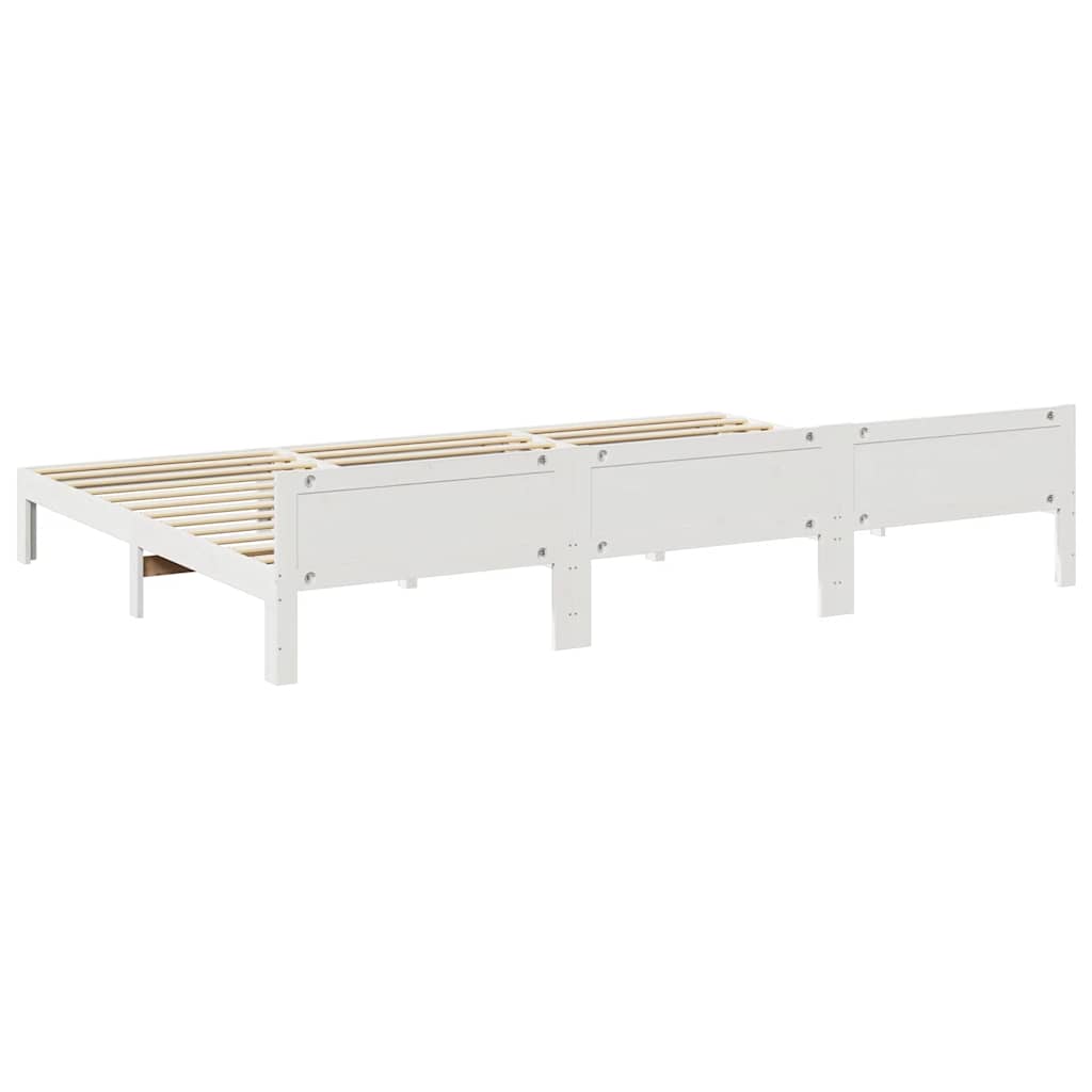 Family Bed Frame No Mattress White 240x200 cm Solid Wood Pine