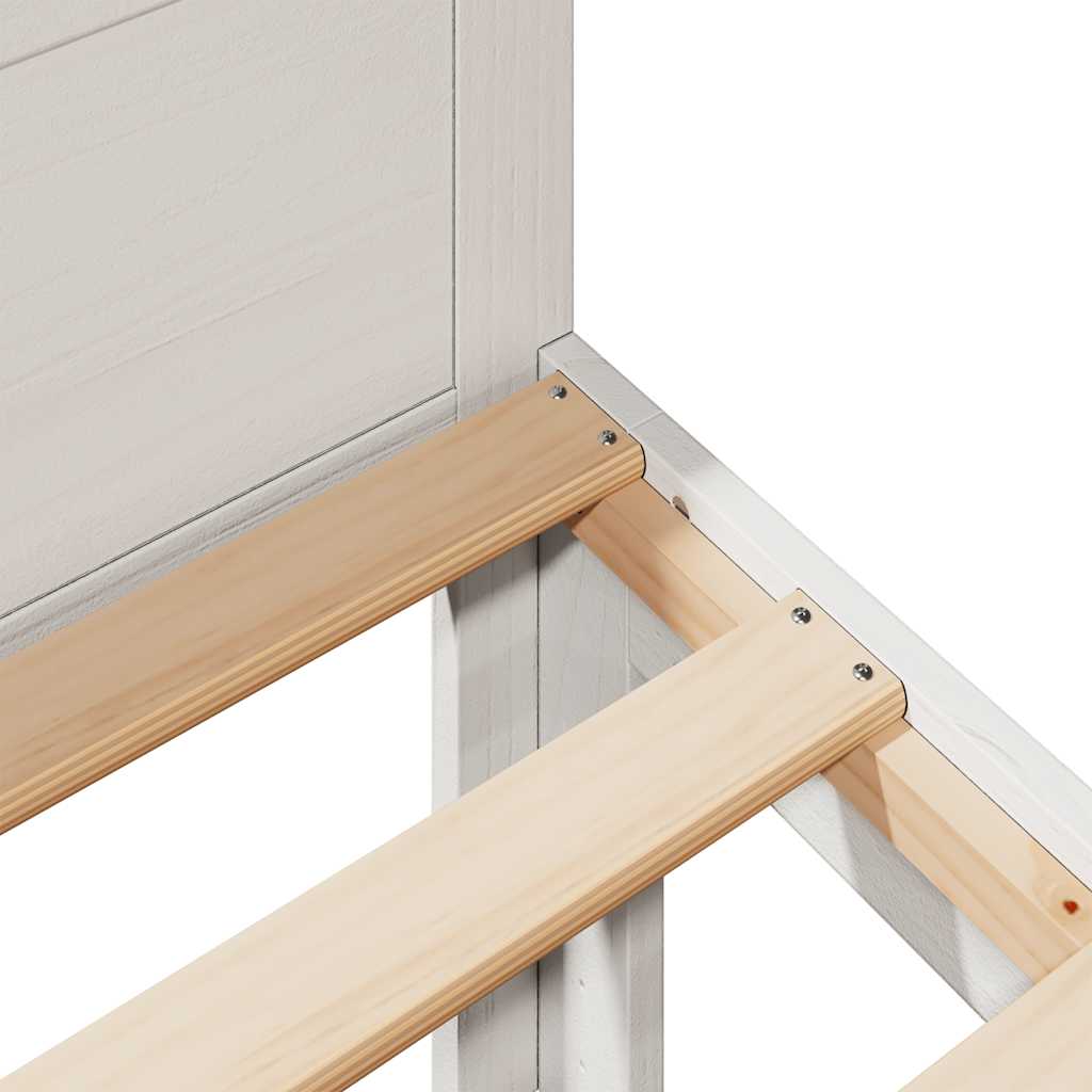 Family Bed Frame No Mattress White 240x200 cm Solid Wood Pine