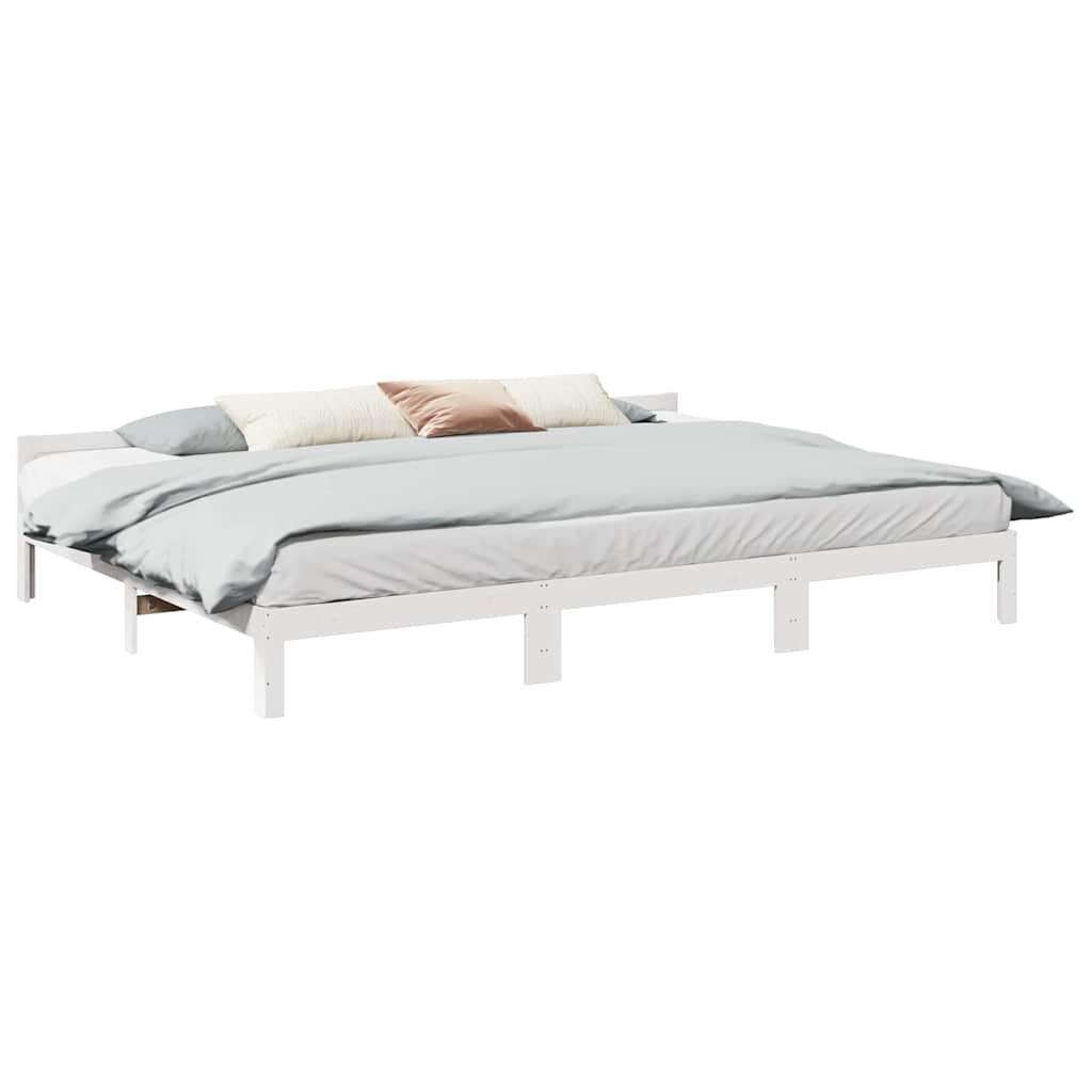 Family Bed Frame No Mattress White 240x200 cm Solid Wood Pine
