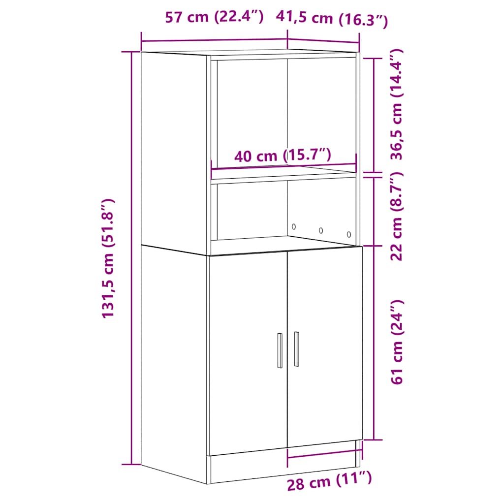 Kitchen Cabinet Grey Sonoma 57x41.5x131.5 cm Engineered Wood