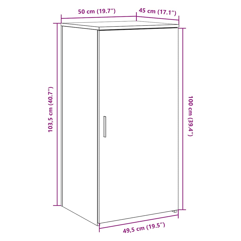 Storage Cabinet Smoked Oak 50x45x103.5 cm Engineered Wood