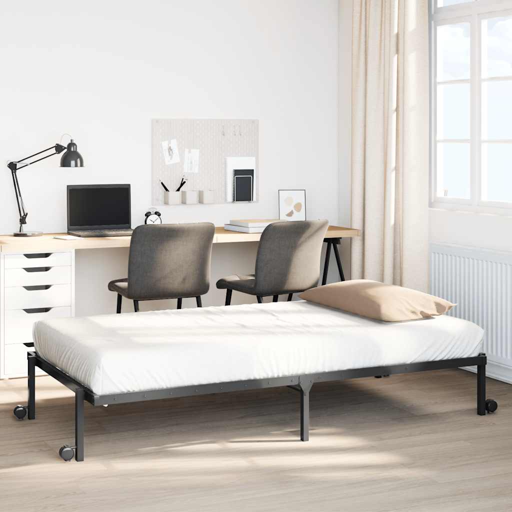Bed Frame without Mattress Foldable Black 90x200 cm Steel