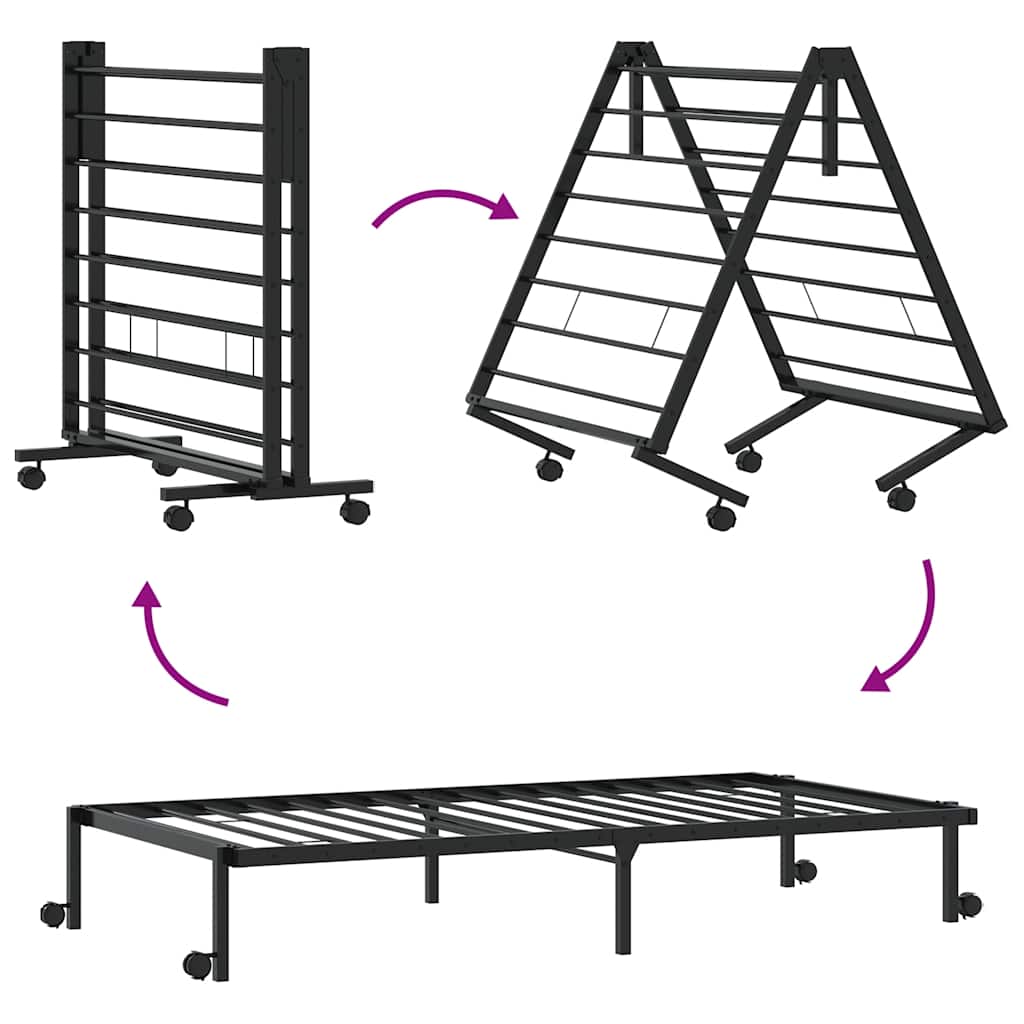 Bed Frame without Mattress Foldable Black 107x203 cm Steel