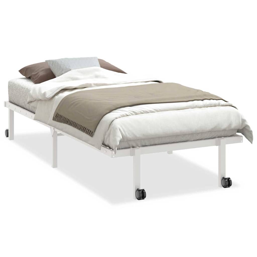 Bed Frame without Mattress Foldable White 90x190 cm Steel