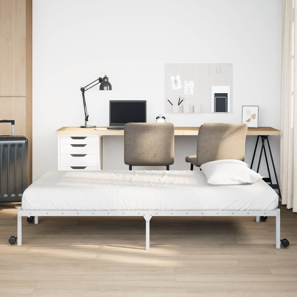 Bed Frame without Mattress Foldable White 90x190 cm Steel