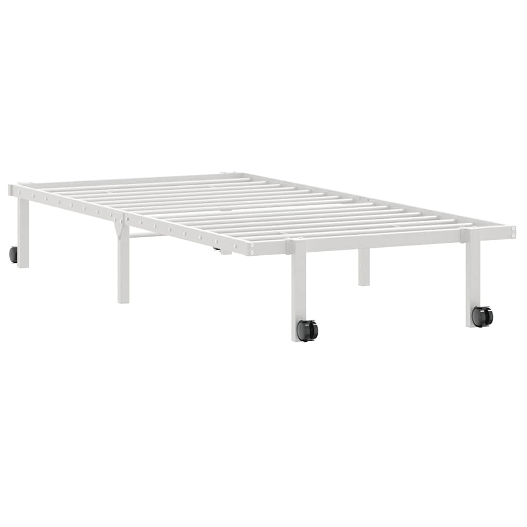 Bed Frame without Mattress Foldable White 90x190 cm Steel