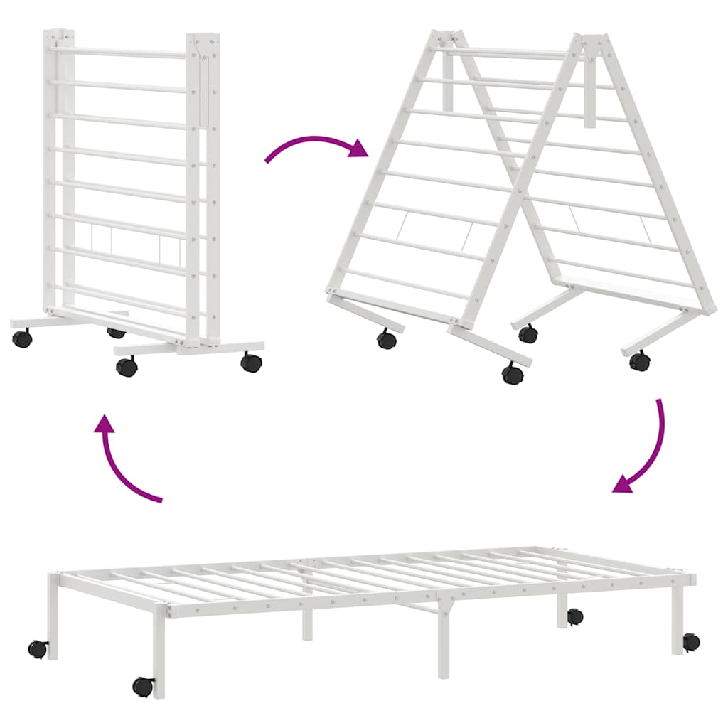 Bed Frame without Mattress Foldable White 90x200 cm Steel