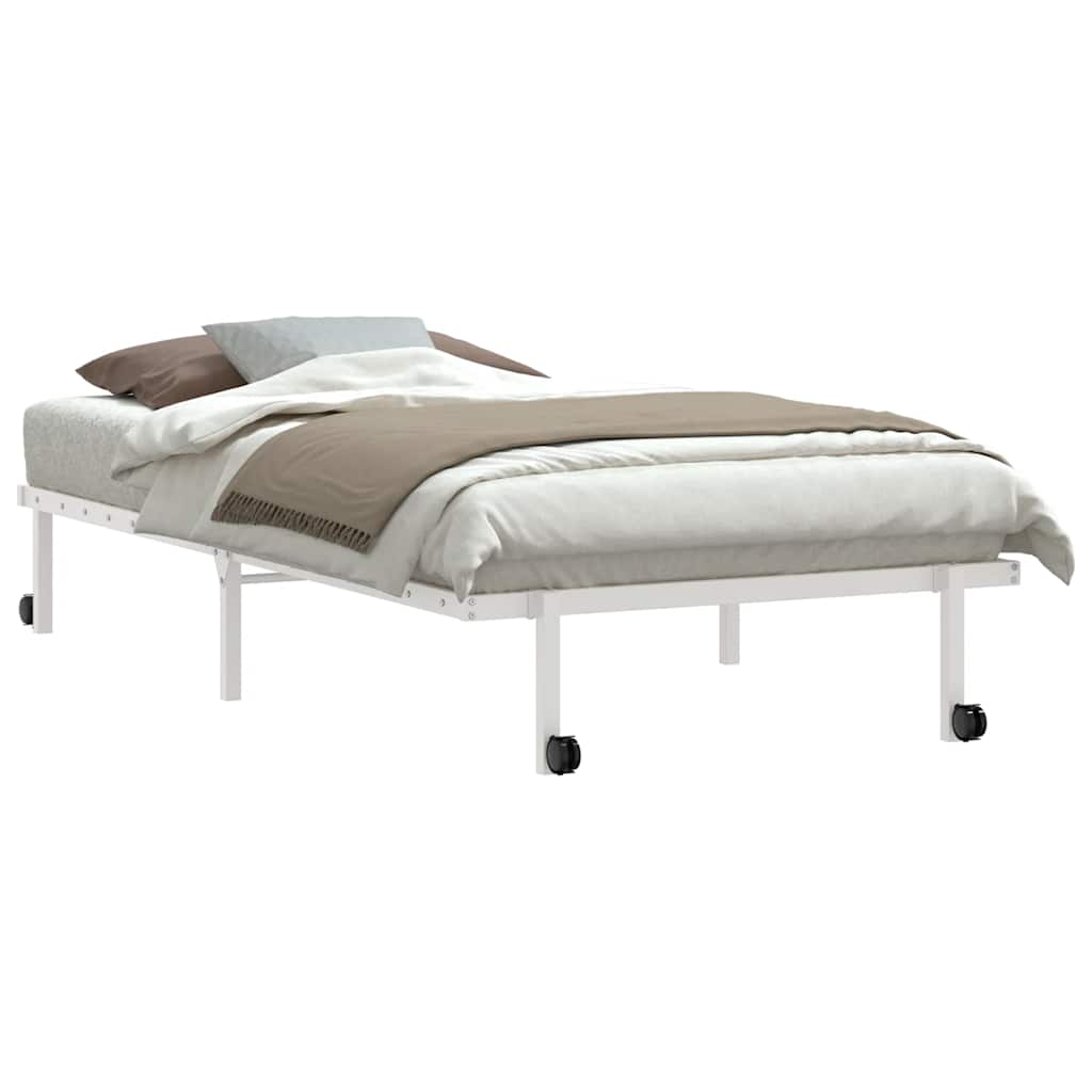 Bed Frame without Mattress Foldable White 100x190 cm Steel